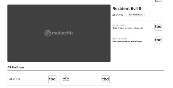 Страница Resident Evil 9 появилась на Metacritic