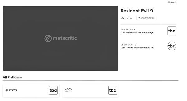 На Metacritic появилась страница Resident Evil 9 — в платформах указаны PlayStation 5 и Xbox Series X|S